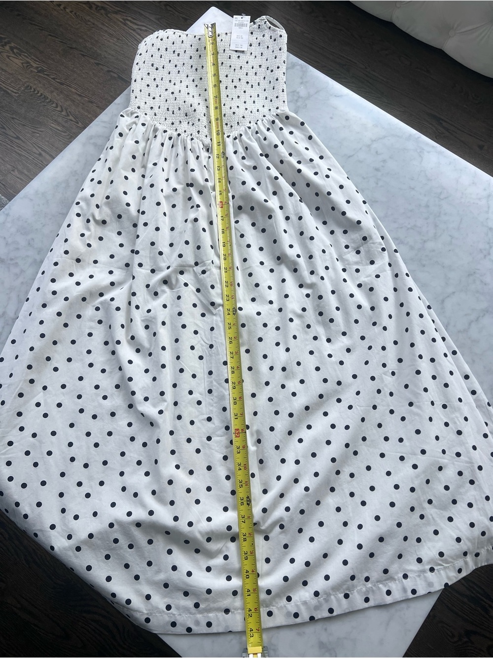 NWT Abercrombie Sydney Smocked Dipped-Waist Polka Dot Midi Dress Size Small - Picture 10 of 14